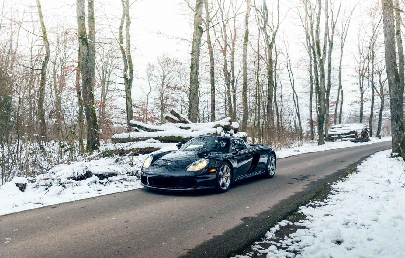 Фото обои car, Porsche, trees, Porsche Carrera GT