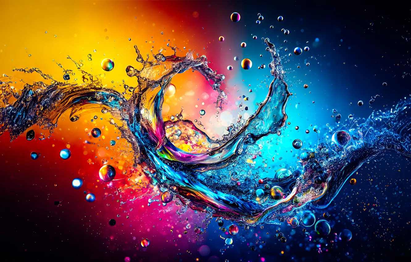 Фото обои Water, splashes, multicolored, backdrop