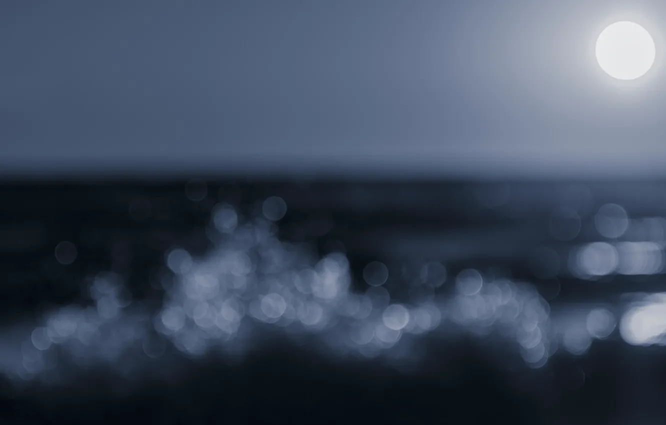 Фото обои waves, moon, sea, ocean, moonlight