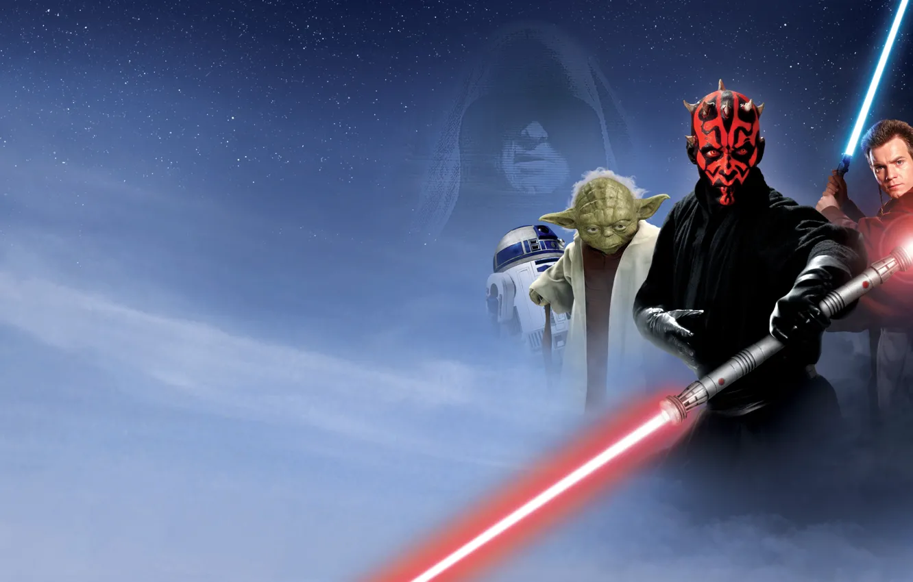 Фото обои Star Wars, Ситх, Йода, Sith, Дарт Мол, Obi-Wan Kenobi, Скрытая угроза, Dart Maul