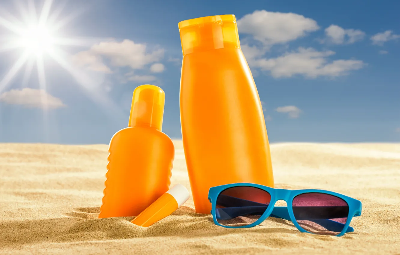 Фото обои песок, море, пляж, солнце, очки, summer, beach, sand