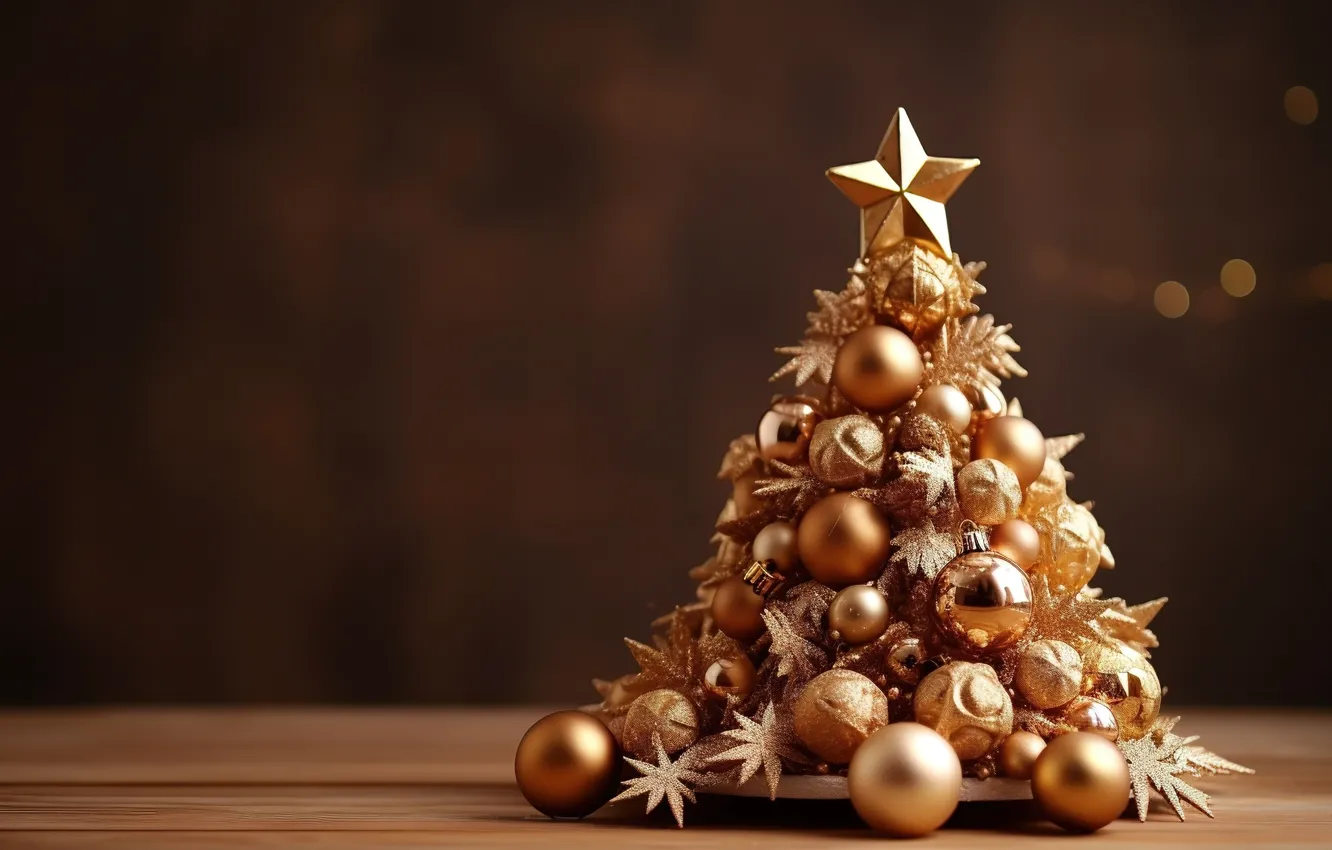 Фото обои украшения, lights, шары, елка, Новый Год, Рождество, golden, new year