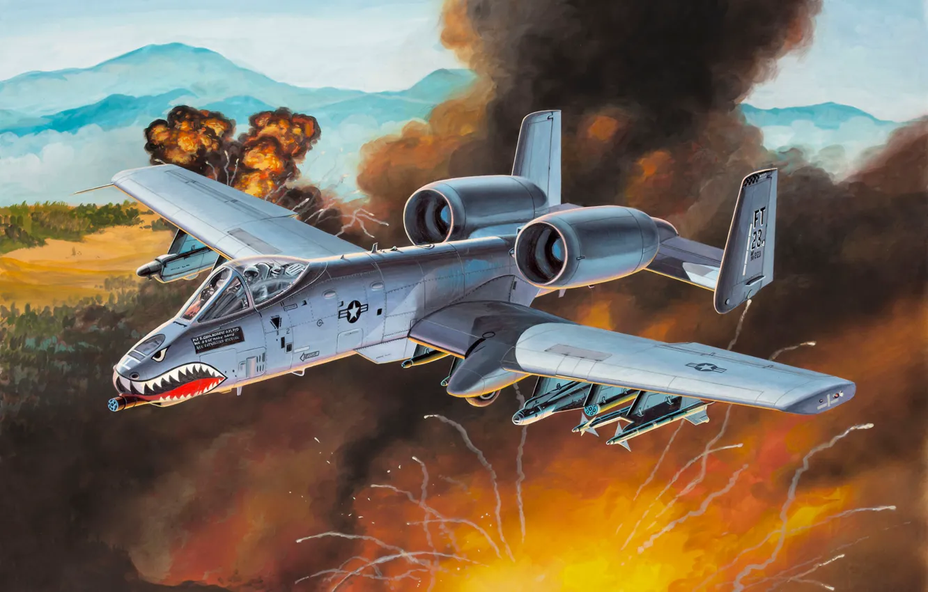 Фото обои war, art, painting, aviation, Fairchild Republic A-10 Thunderbolt II