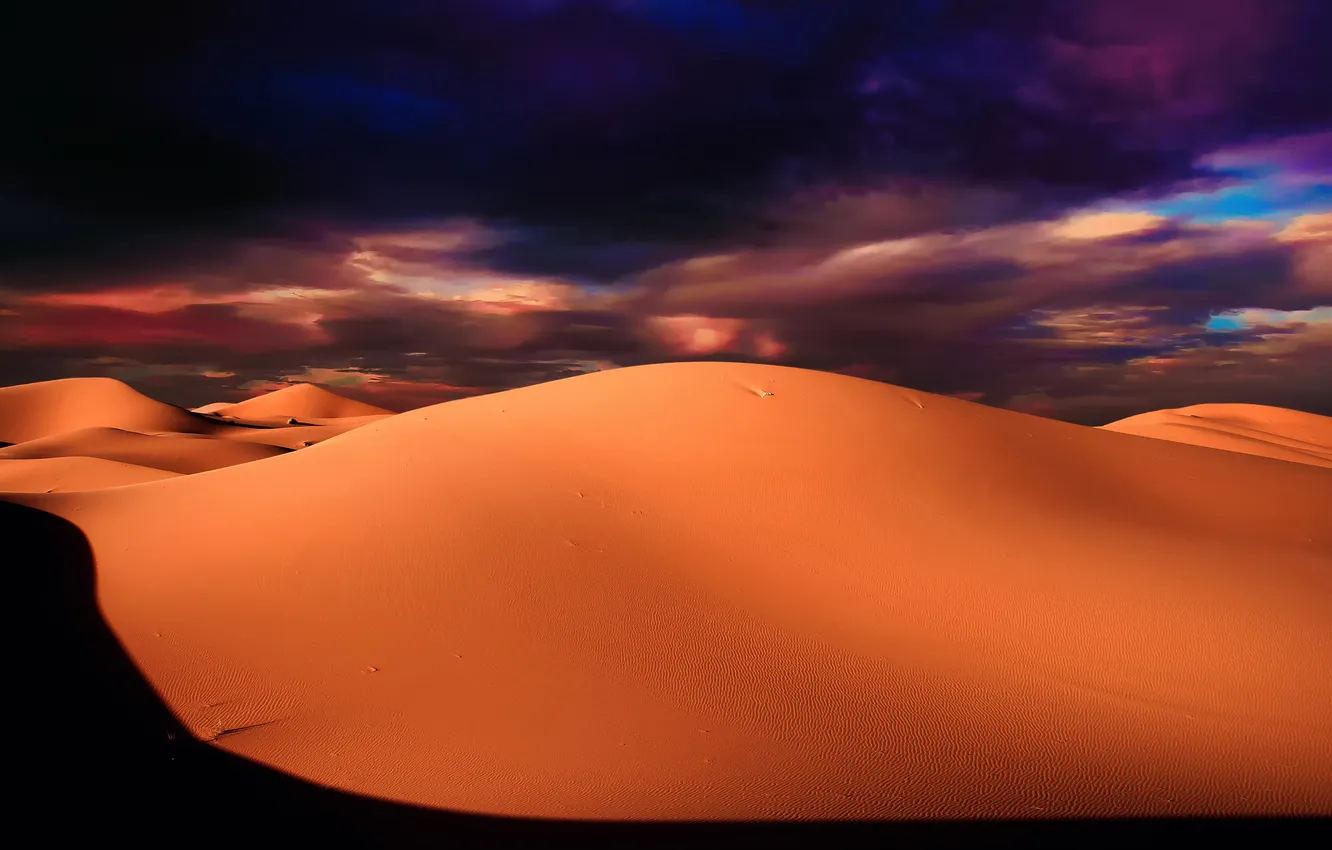 Фото обои песок, небо, тучи, природа, пустыня, дюны