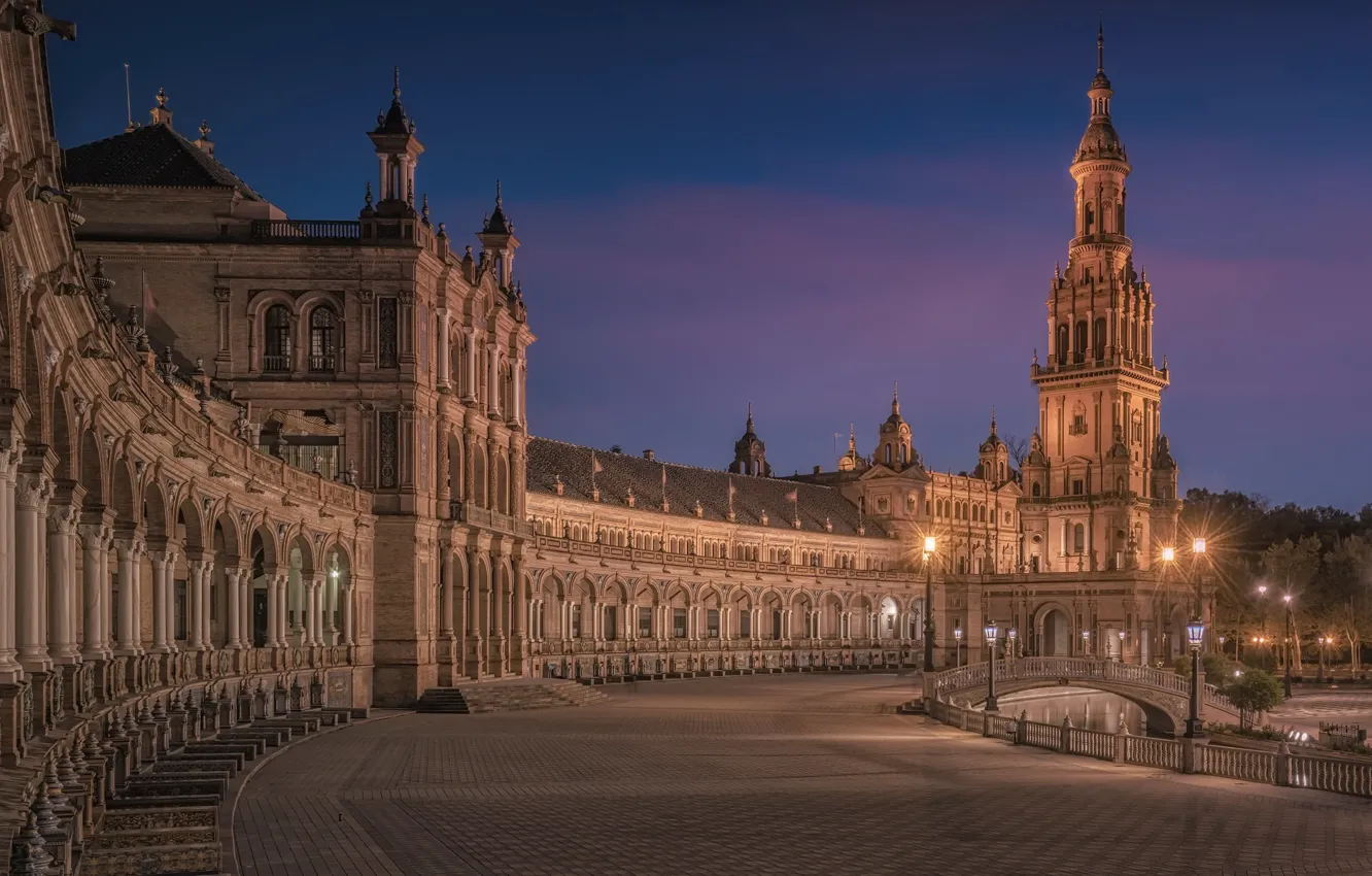 Фото обои Spain, Sevilla, Plaza de España, Av de Isabel la Católica