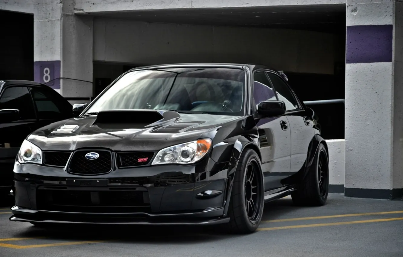 Фото обои чёрный, Subaru, Impreza, black, wrx, субару, sti, импреза