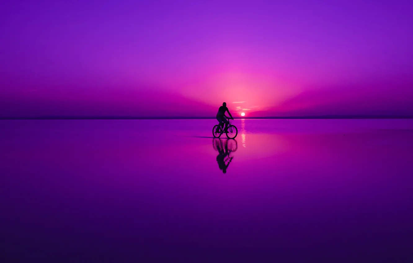 Фото обои мечта, закат, отражение, Велосипед, Турция, Каппадокия