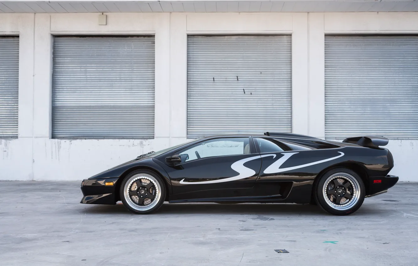 Фото обои Black, Supercar, Super Veloce, 1998 Lamborghini Diablo SV