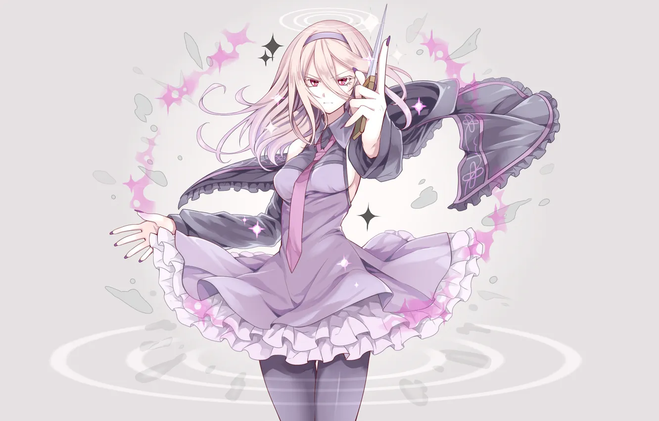 Фото обои взгляд, девушка, оружие, фон, злость, art, utau, toudou charo