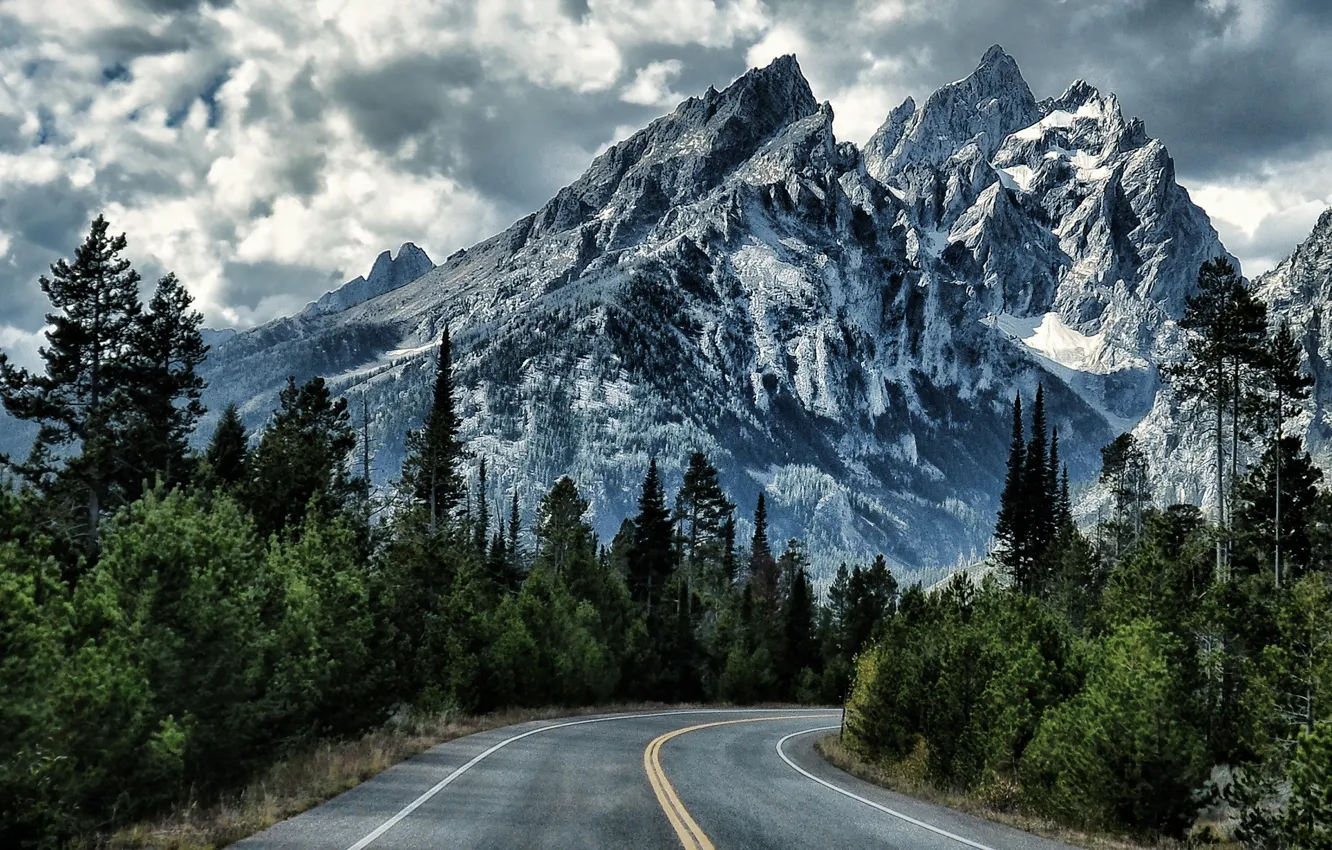 Фото обои дорога, пейзаж, горы