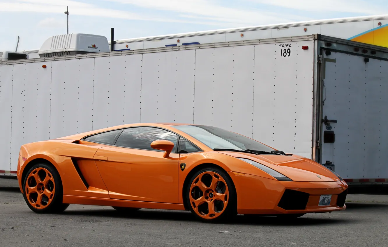 Фото обои Lamborghini, wheels, Gallardo, orange