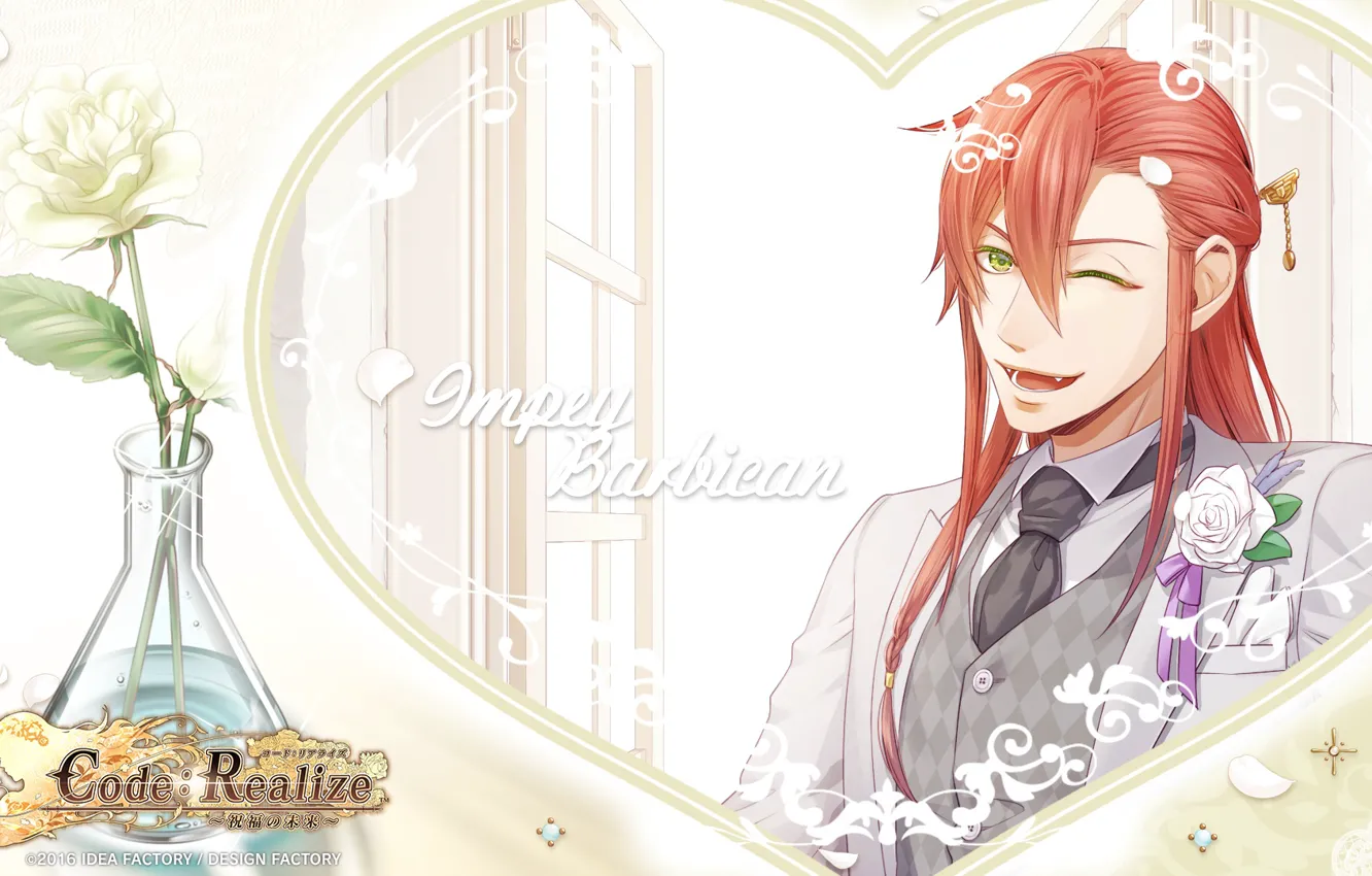 Фото обои фон, игра, аниме, арт, рыжая, парень, code realize