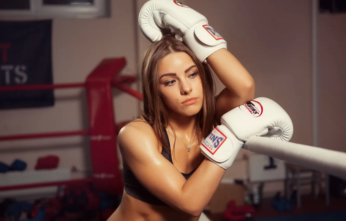 Фото обои девушка, спорт, бокс