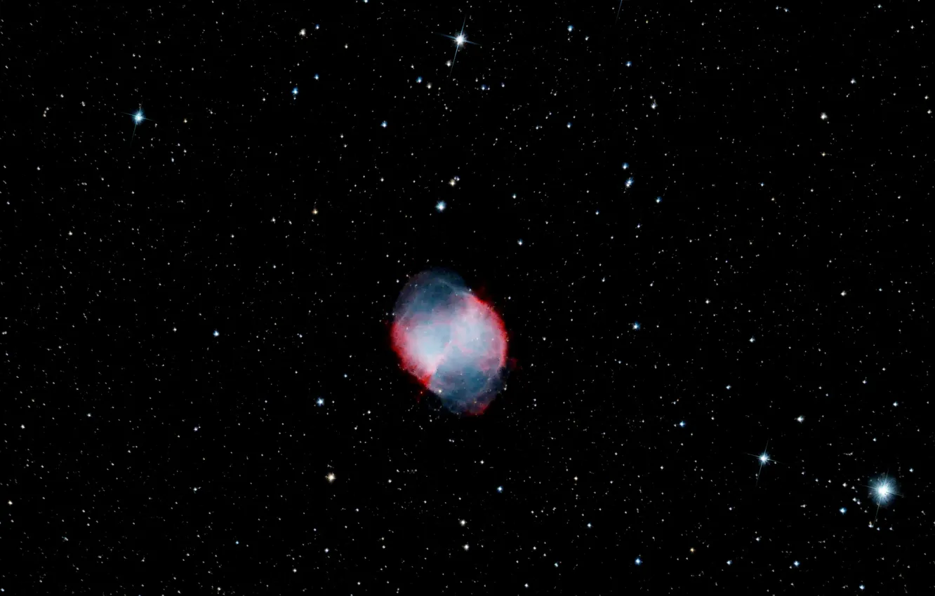 Фото обои в созвездии, Лисички, Туманность Гантель, Dumbbell Nebula
