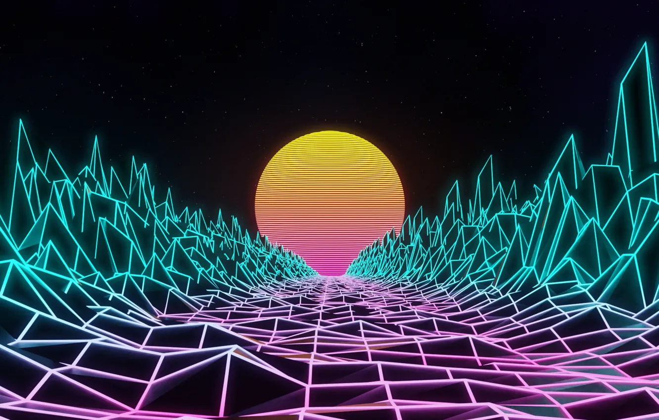 Фото обои Музыка, Стиль, Фон, 80s, Style, Neon, Illustration, 80's