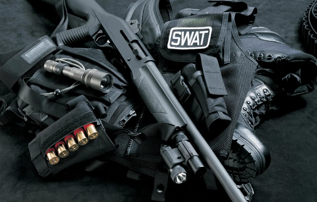 Фото обои оружие, дробовик, Жилет, swat