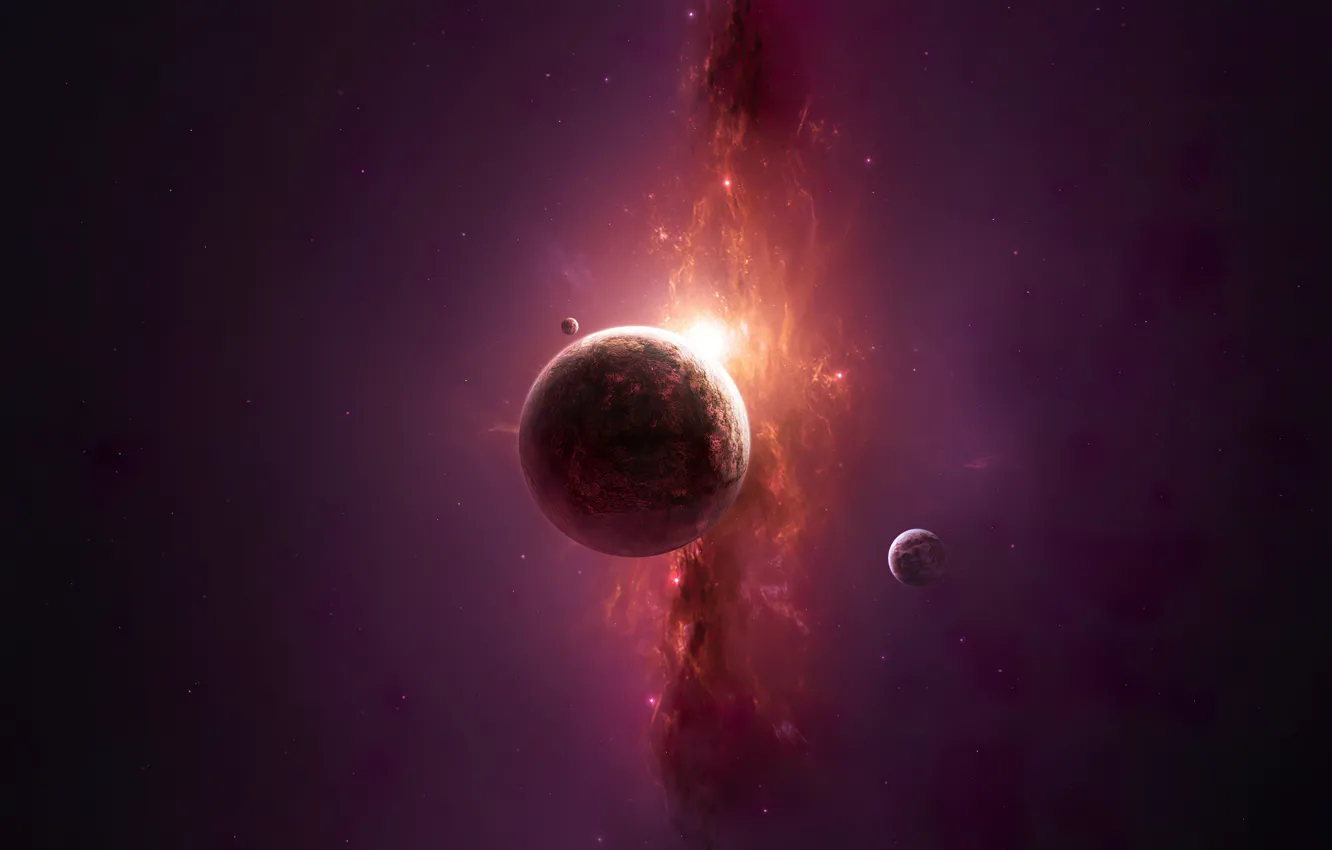 Фото обои space, sun, planet