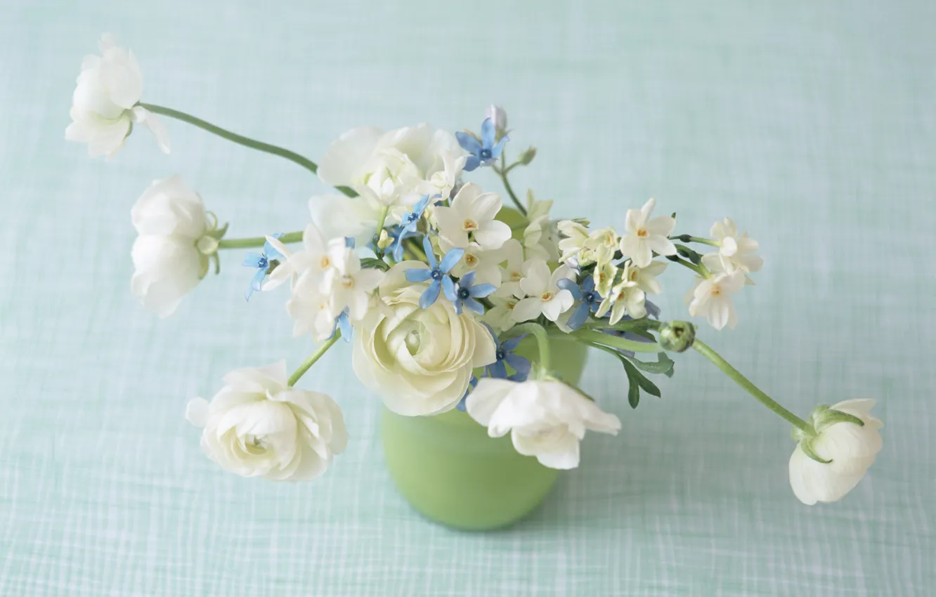 Фото обои цветы, цветы в вазе, нежная композиция