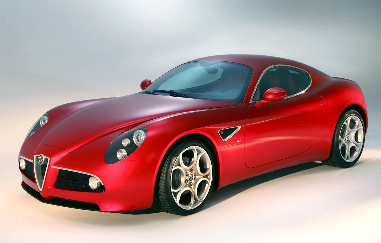 Фото обои Alfa Romeo, red, Car, tuning, front, Super, chrome
