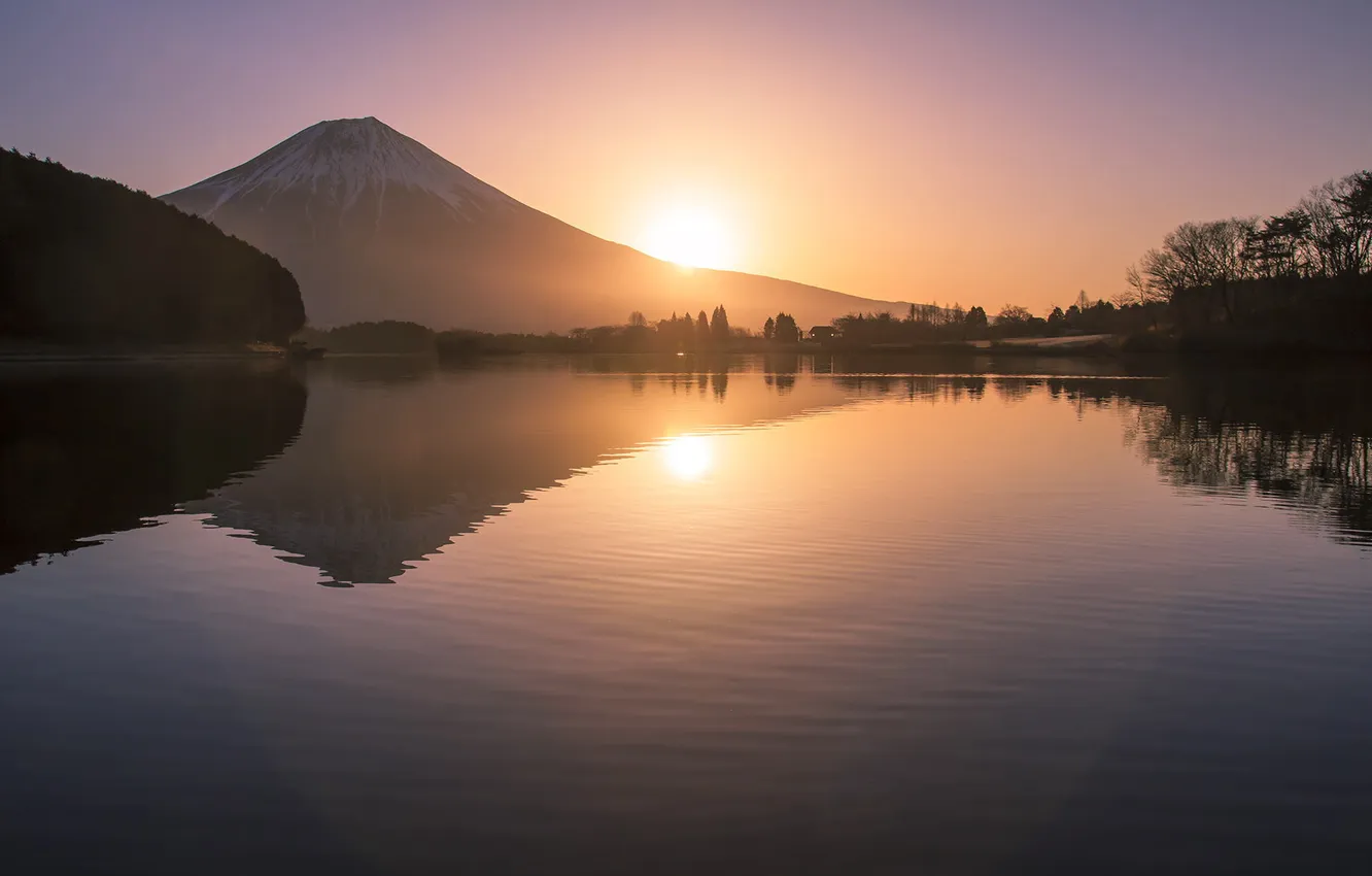 Фото обои озеро, гора, вулкан, Китай