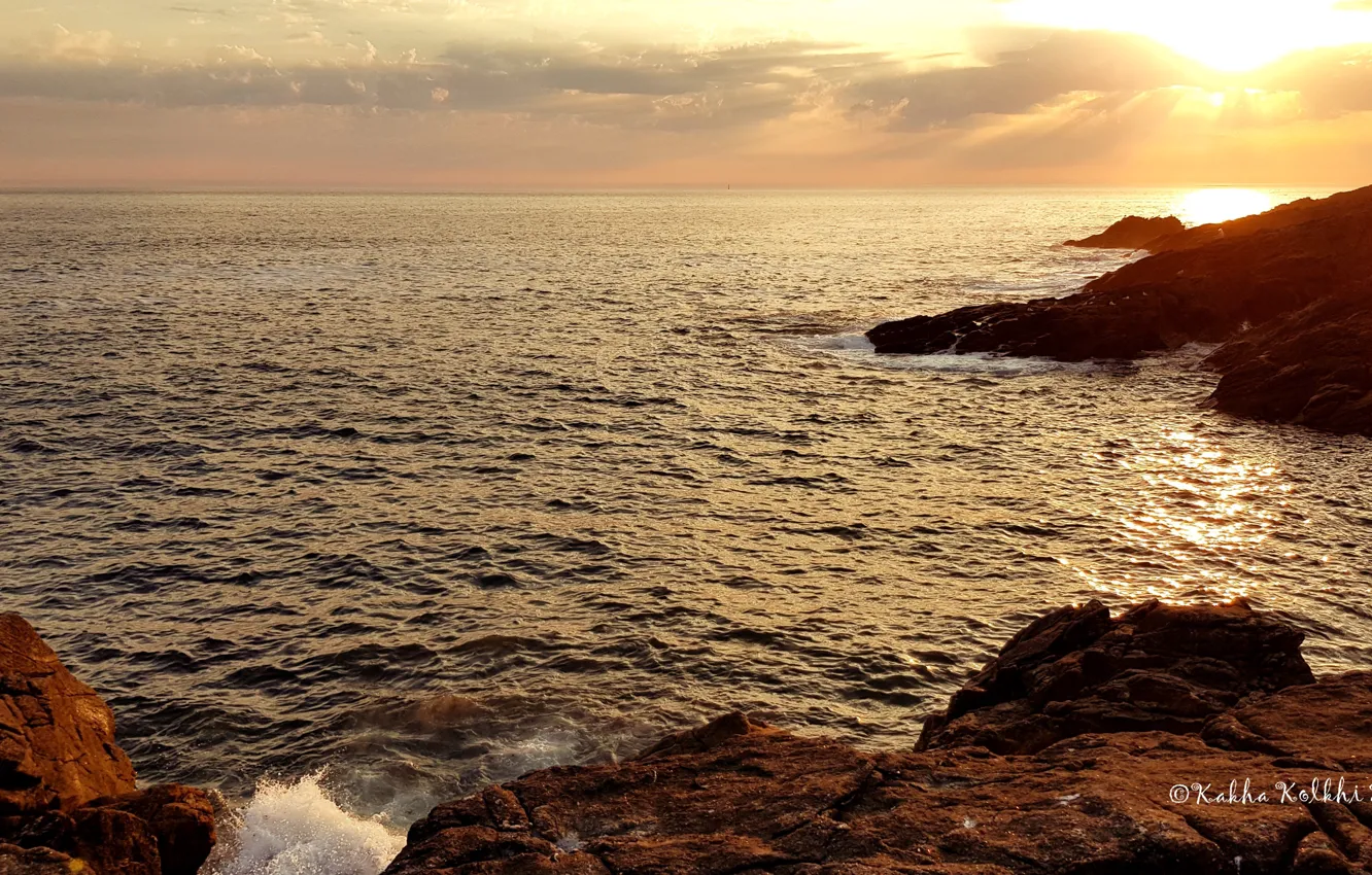 Фото обои ocean, sunset, france, sun, atlantic, atlantic ocean, bretagne, soleil couchant