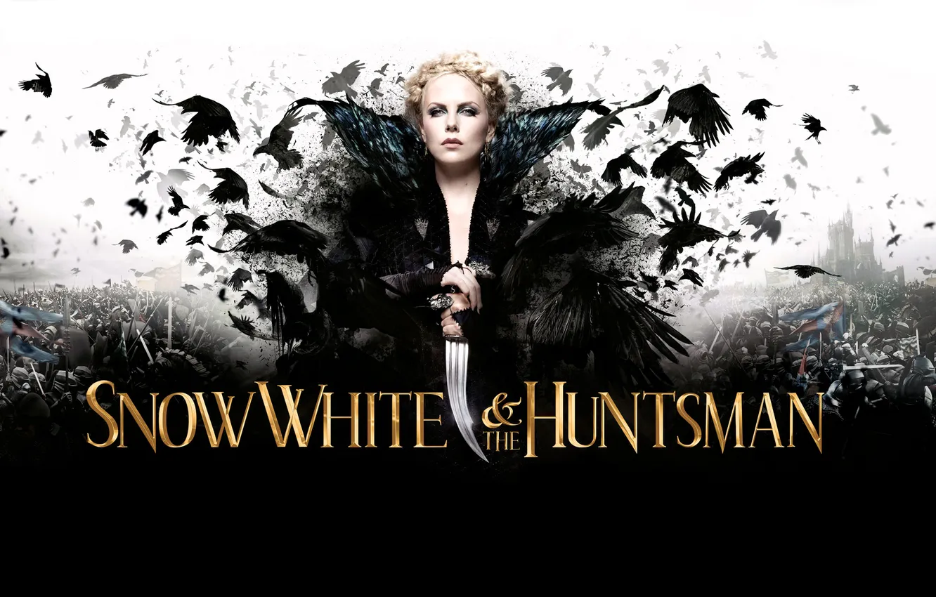 Фото обои вороны, кинжал, Шарлиз Терон, Snow White and the Huntsman, Белоснежка и охотник