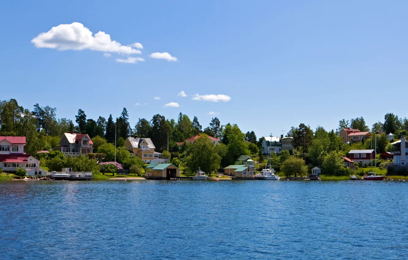 Фото обои city, lake, Town