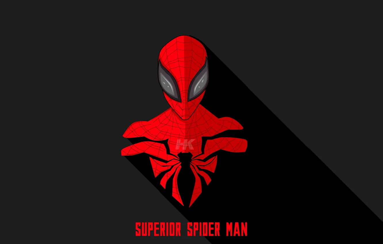 Фото обои красный, фантастика, арт, костюм, черный фон, комикс, Человек-паук, MARVEL