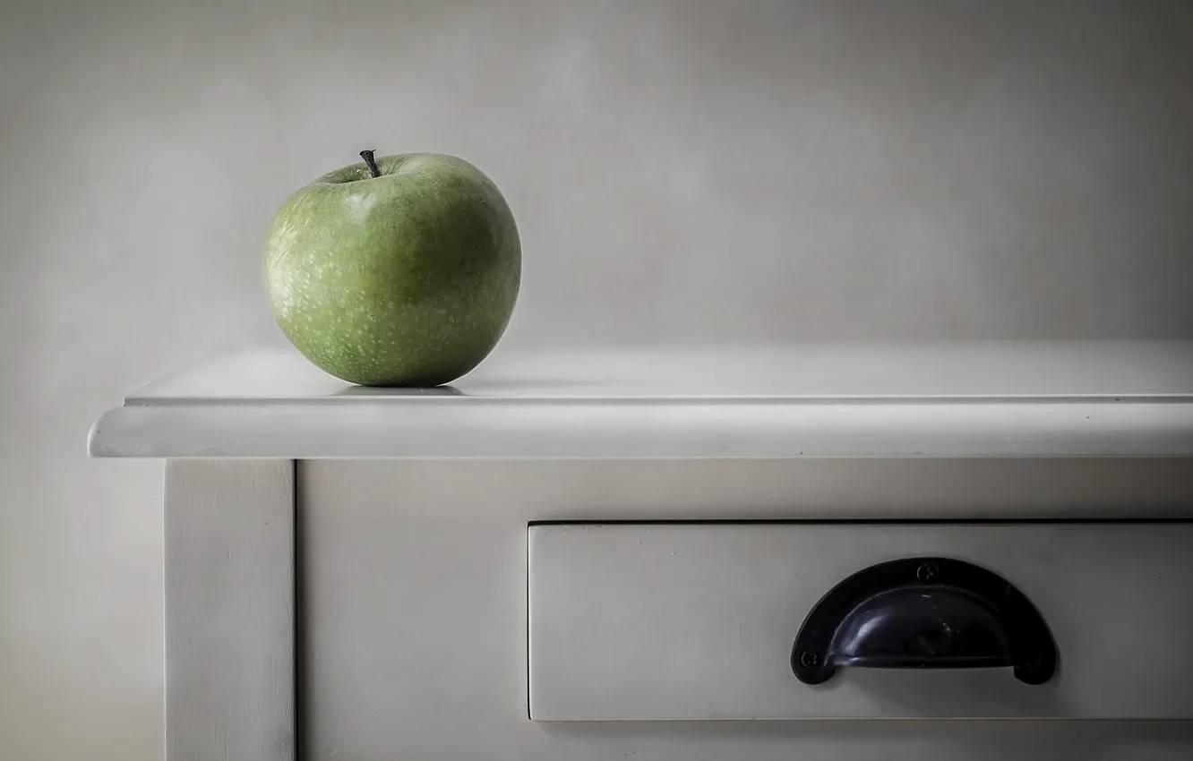 Фото обои яблоко, минимализм, зелёное яблоко