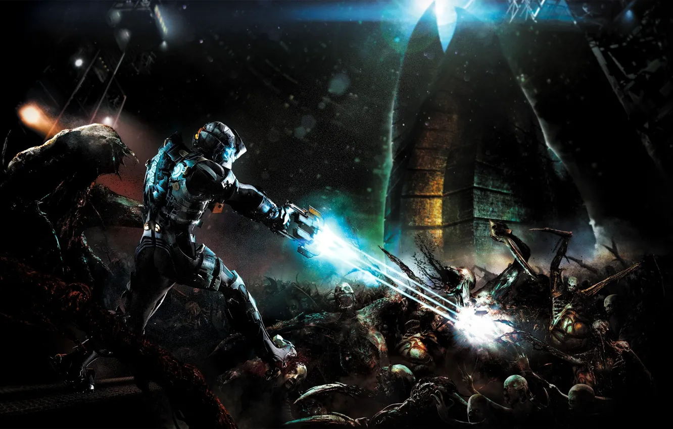 Фото обои пистолет, монстры, dead space 2, айзек, монолит