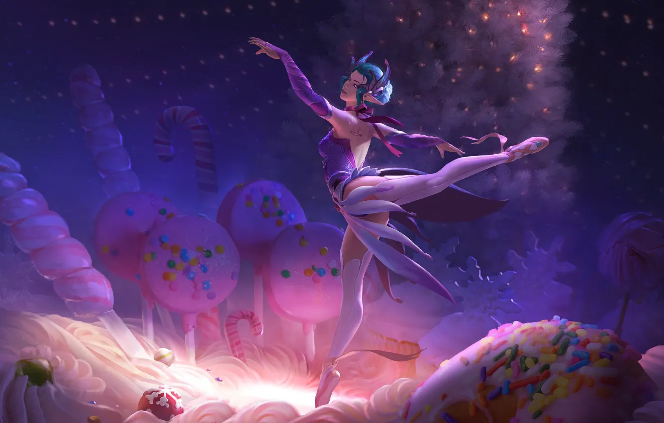 Фото обои девушка, эльф, конфеты, сладости, балет