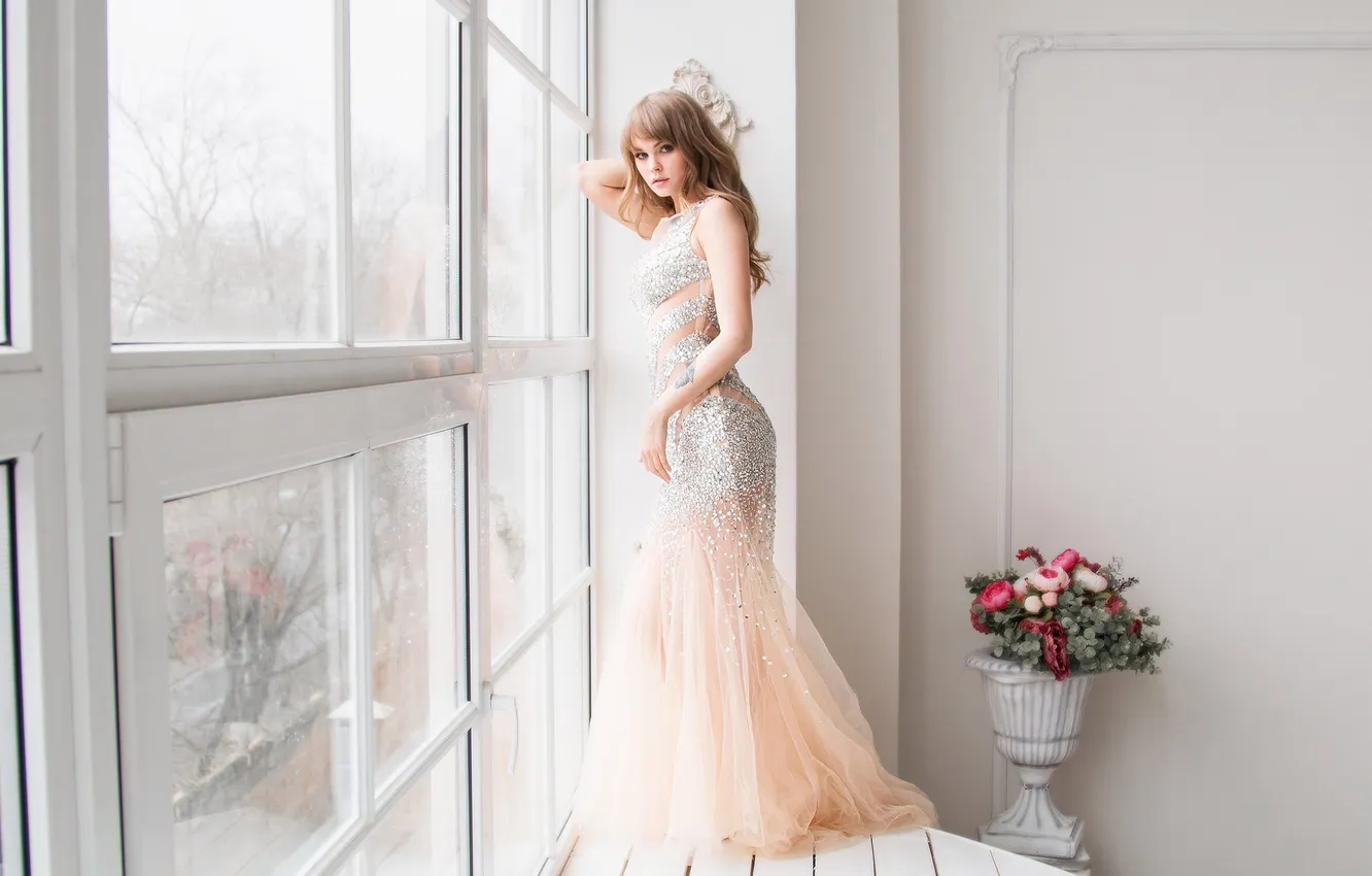Фото обои dress, woman, young, beautiful, model, long-haired, Charming, Anastasia Shcheglova