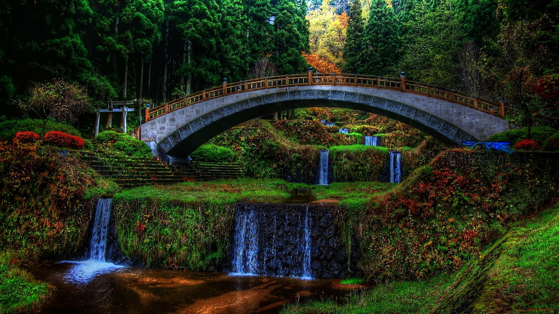 Закачать место. Мост Ракотцбрюке Германия. Шервудский лес каменный мост. Мост-Каскад ( чертов мост). Кандинский водопад.