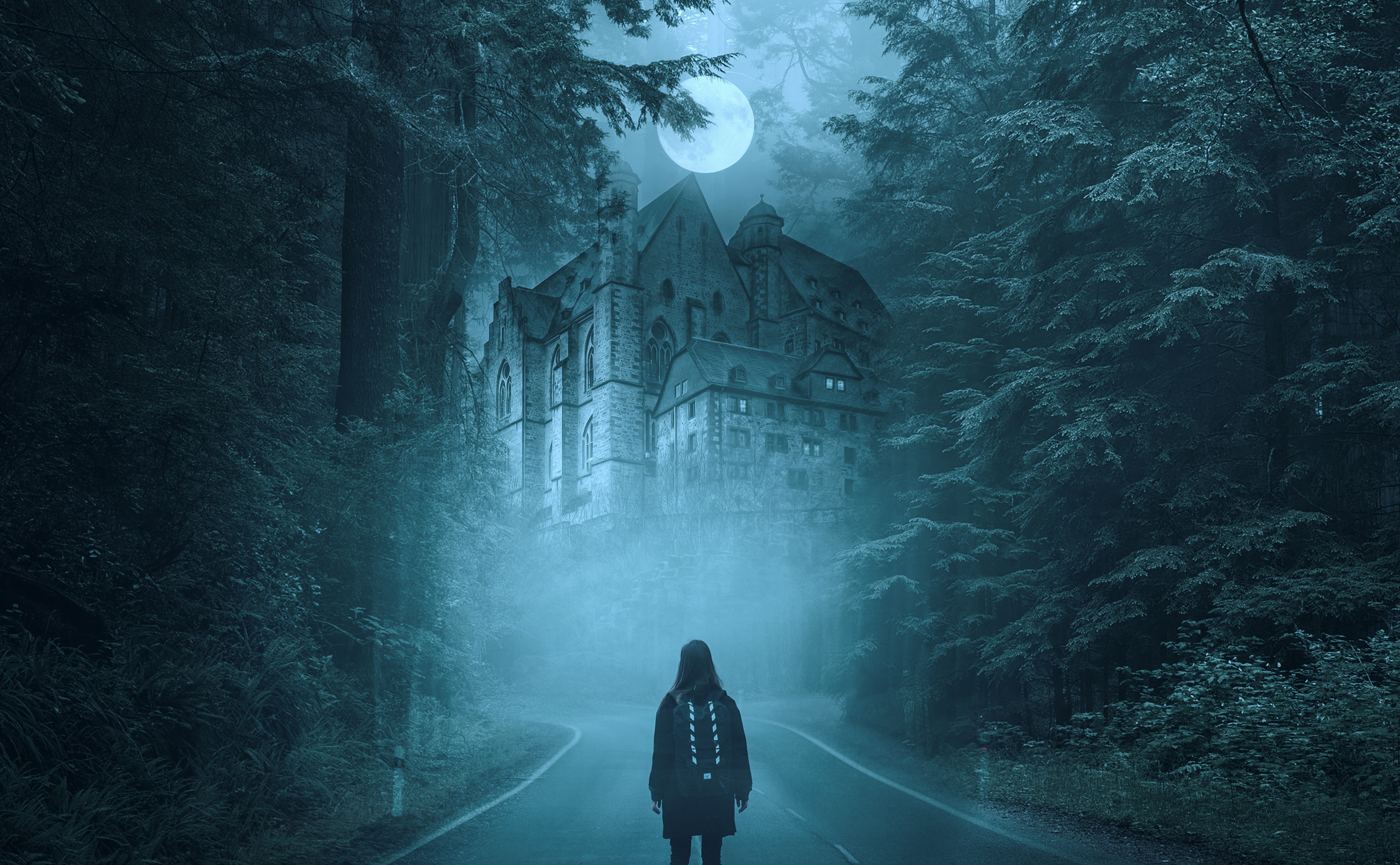 Разгадайте тайну алтаря путь в туманном лесу. Альбом дом с Привиденьями. Луна и замок ужасы.