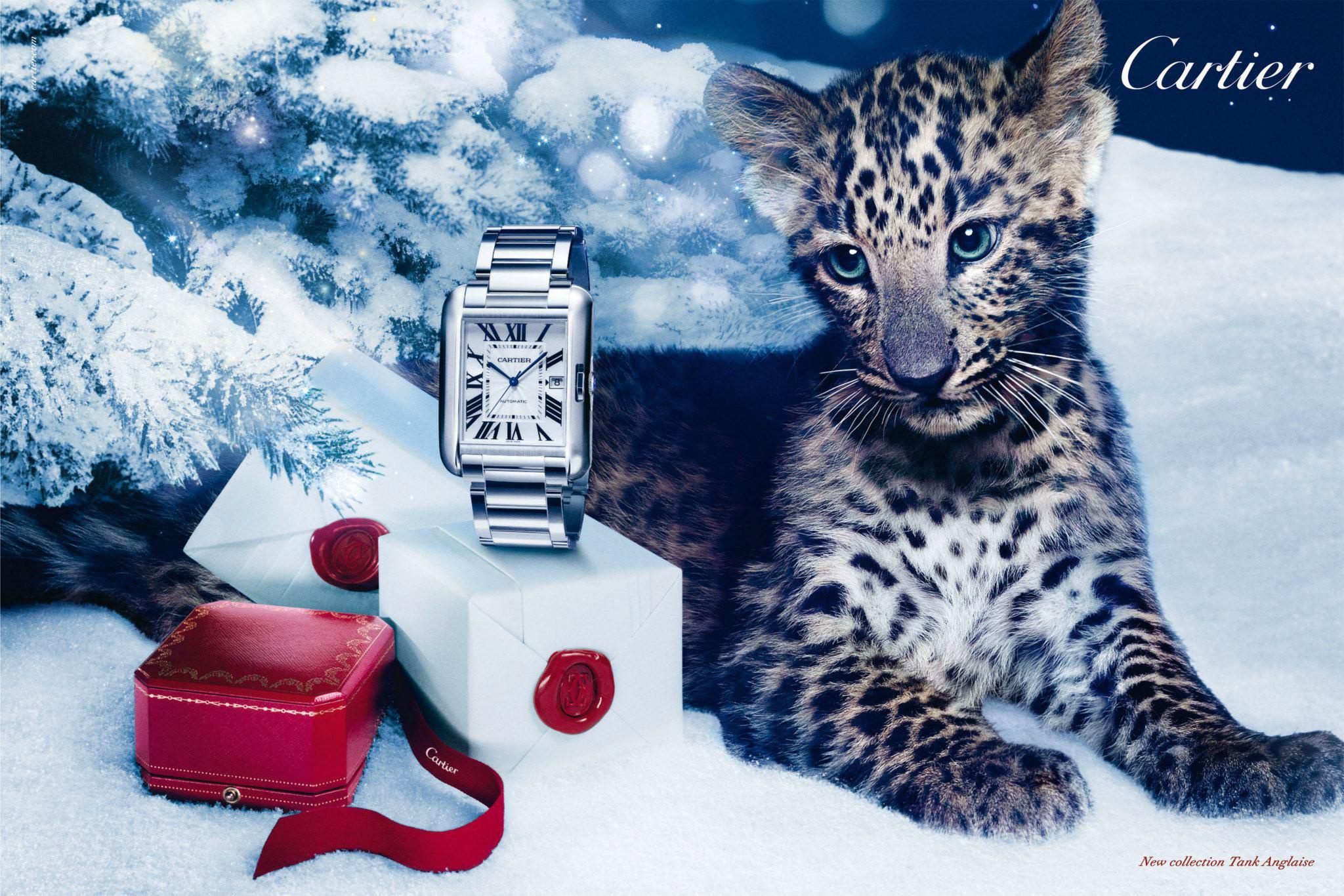 Новый барс. Cartier Leopard. Cartier Panthere часы. Картье Барс. Новогодняя реклама Картье.